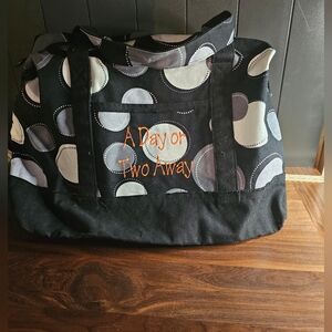 Thirty one Weekender Bag Black and Gray Polka Dot Bag